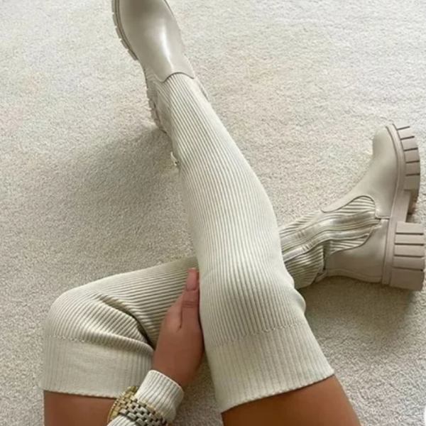 Levoire | Leie Chaussettes Respirantes Tricotage Et Bottes Hautes Antidérapantes Beige
