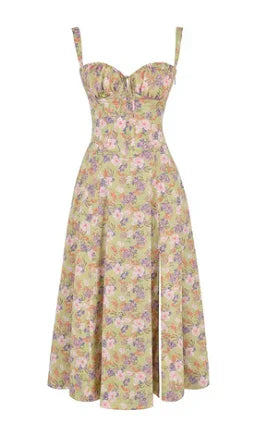 Levoire | Robe Bustier Avec Taille Moyenne Impression jaune