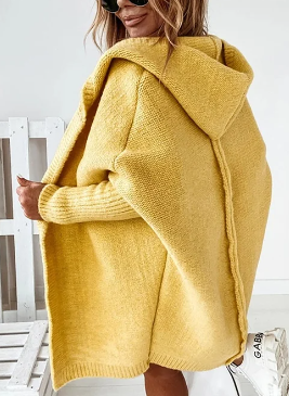 Levoire | Manteau à capuche mi-long avec surpiqûres de couleur unie