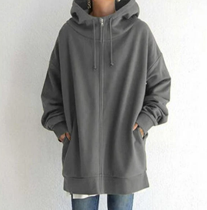 Levoire-Hoodie avec fermeture éclair pour automne/hiver Gris