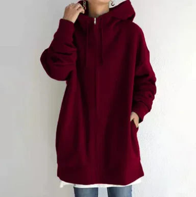 Levoire | T-shirt à capuche zippé pour femmes Rouge vin