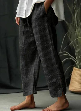 Levoire | Pantalon À Fente Rayé Avec Poche Et Lacets Noir