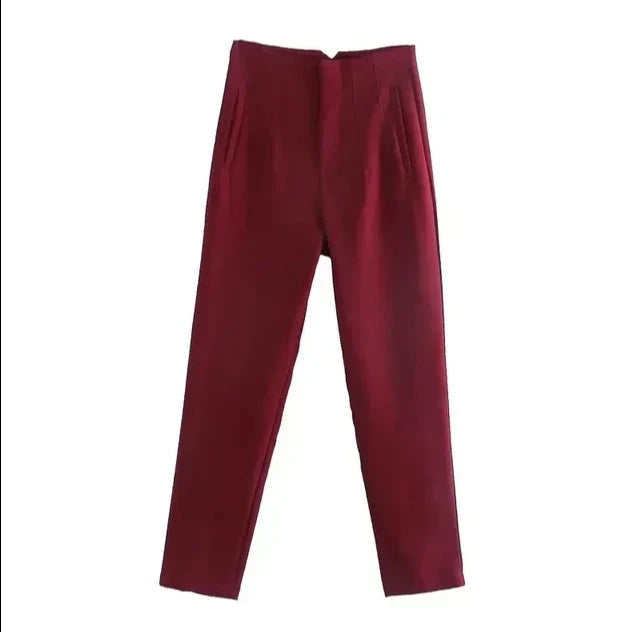 Levoire | Taille - Pantalon Formel Décontracté Bordeaux
