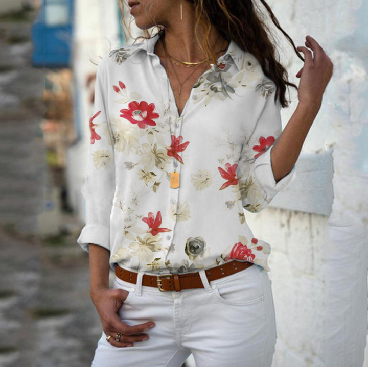 Levoire | Chemise À Fleurs À Manches Longues Avec Boutonnière Rot