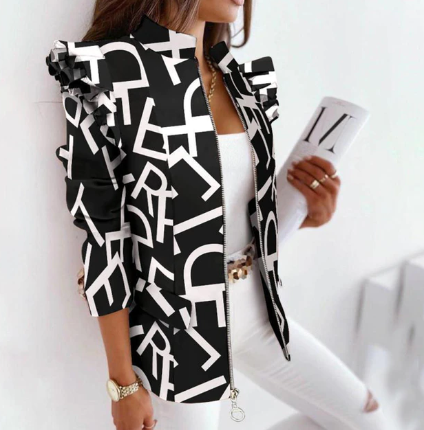 Levoire | Veste Zippée Pour Femmes Noir et blanc