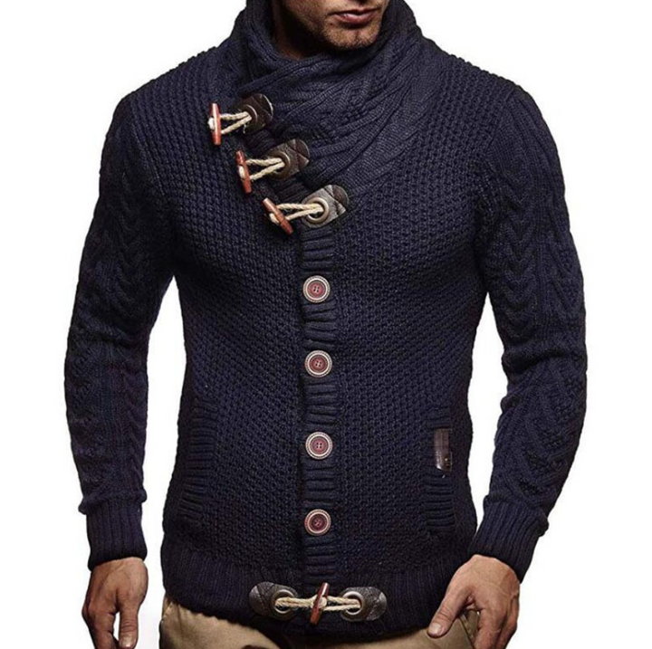 Levoire | Pull-over à col en sol avec manches longues et poches Gris de mer