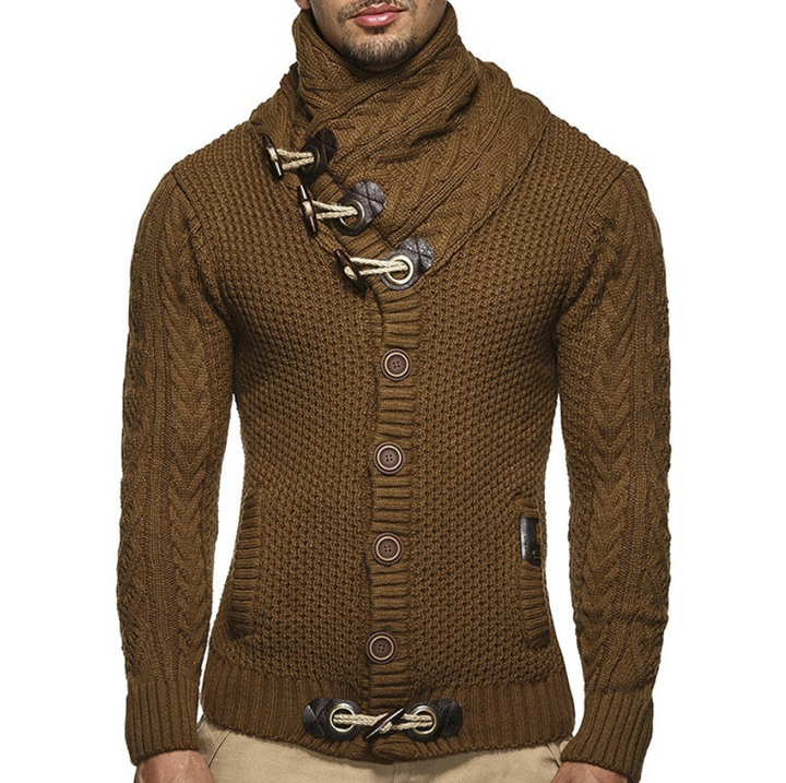 Levoire | Pull-over à col en sol avec manches longues et poches Braun