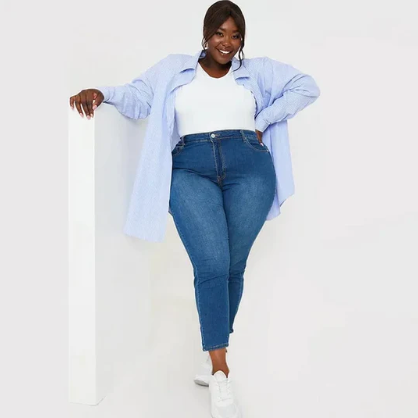 Levoire | Pantalons avec taille haute bleu clair