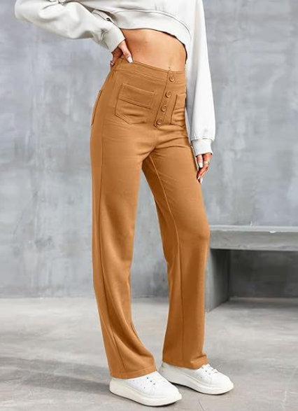 Levoire | Pantalons de loisirs ajustés Taille haute Braun