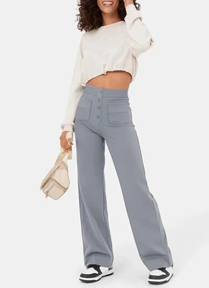 Levoire | Pantalons de loisirs ajustés Taille haute Gris
