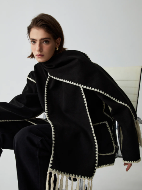 Levoire | Manteau Plus Chaud Avec Écharpe À Franges