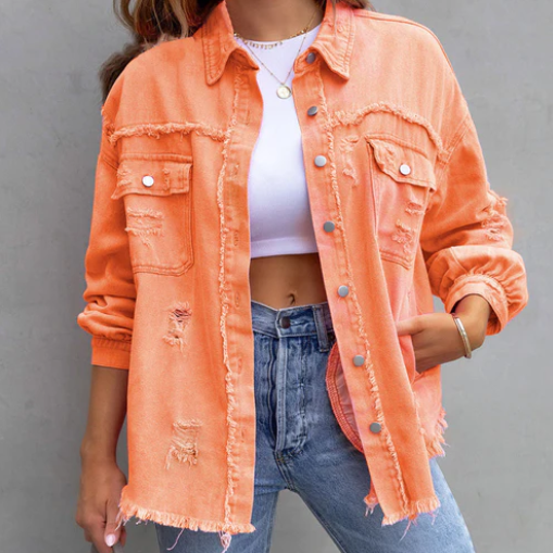 Levoire | Veste En Jean Élégante Pour Femmes Orange