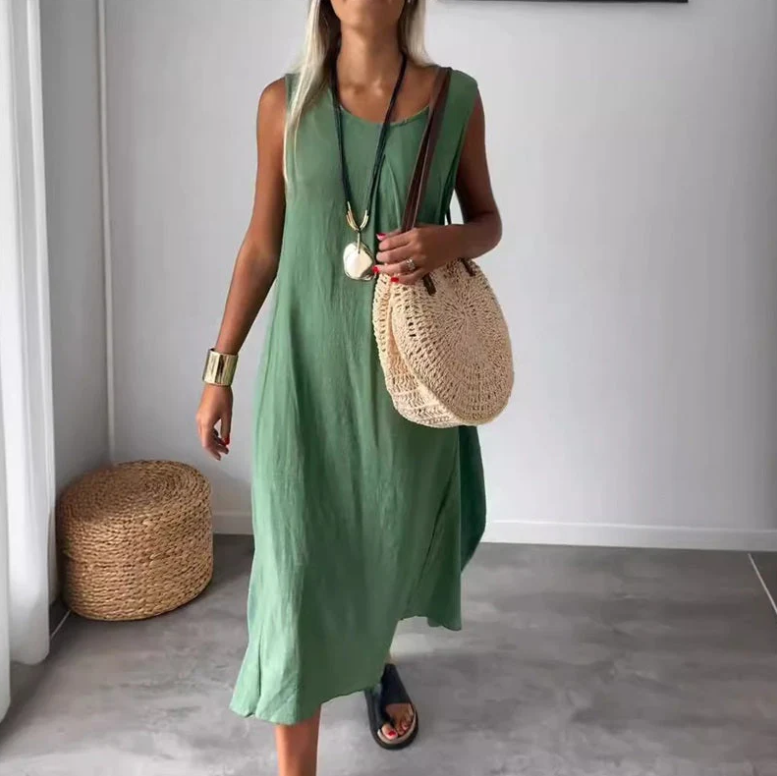 Levoire | Robe Sans Manches Tendance Avec Poche Pour Femmes Vert