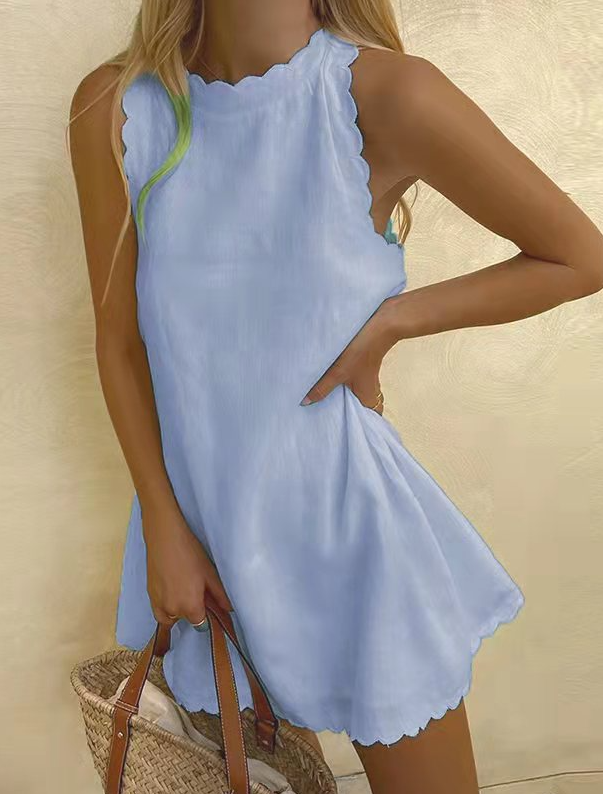 Levoire | Chic Robe Mini Sans Manches Bleu clair