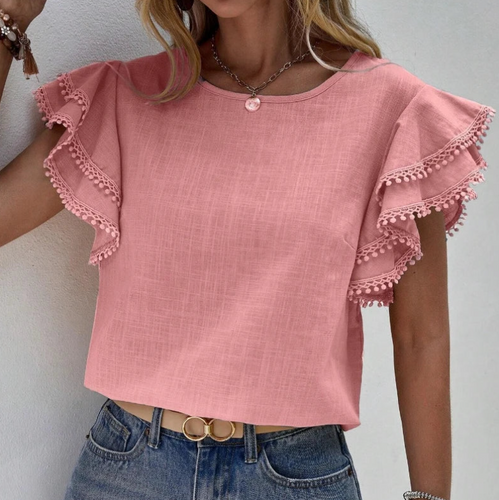 Levoire | Haut Chic Avec Volants Et Manches Courtes Pour Femmes