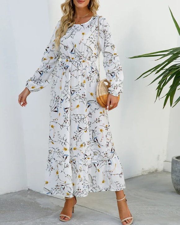 Levoire | Robe Bohémienne À Motif Floral Blanc