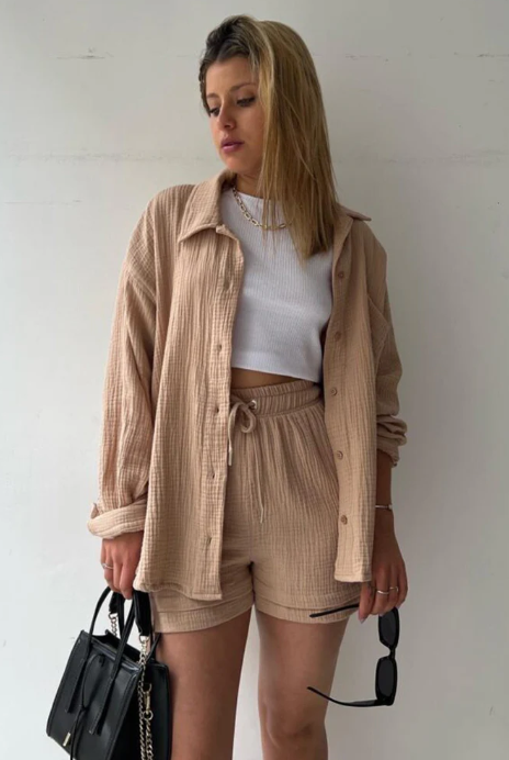 Levoire | Ensemble De Vêtements Élégant Deux Pièces Pour Femmes Khaki