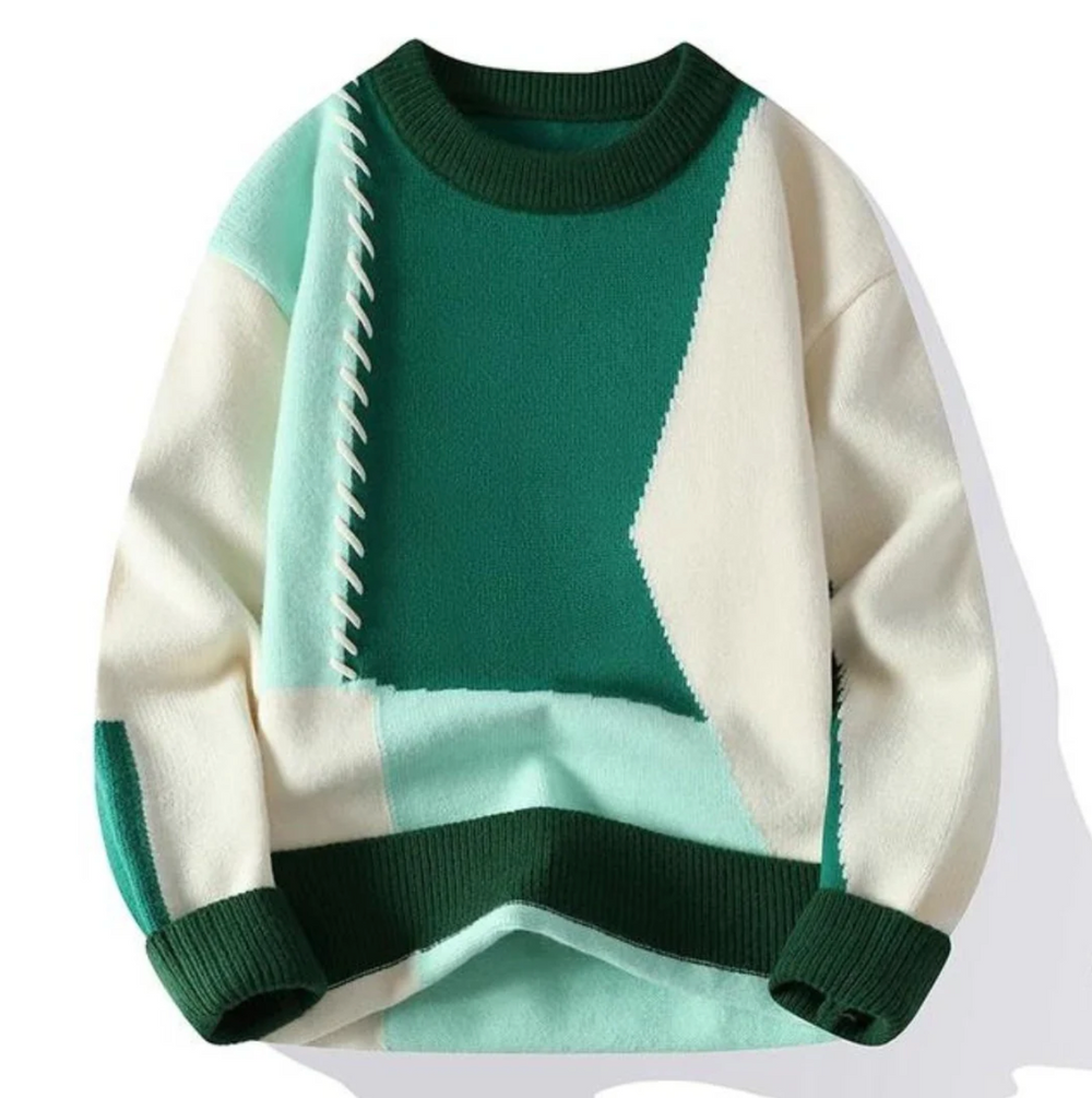 Levoire | Pull Confortable Vert Blanc (ARRIVÉE PROCHAINE)