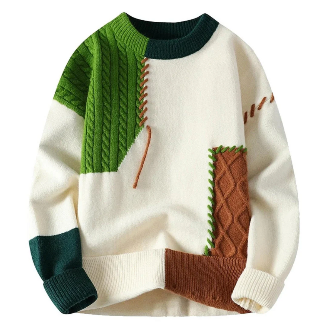 Levoire | Pull En Patchwork Brun Blanc