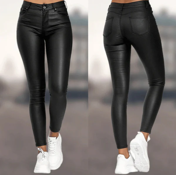 Levoire | Pantalon En Simili-Cuir Taille Haute Noir