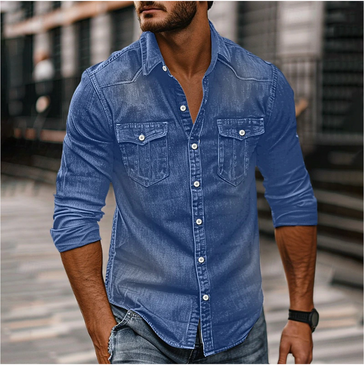 Levoire | Chemise En Denim Avec Boutons Pour Hommes Denim Bleu