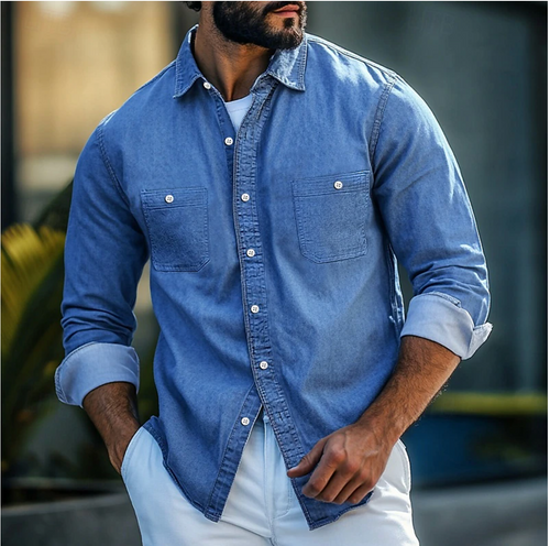 Levoire | Chemise En Denim Avec Poches Pour Hommes