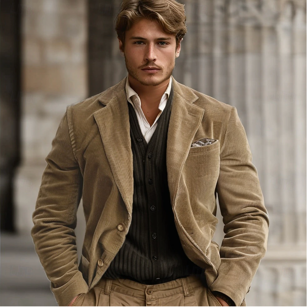 Levoire | Blazer En Corde Pour Hommes Khaki