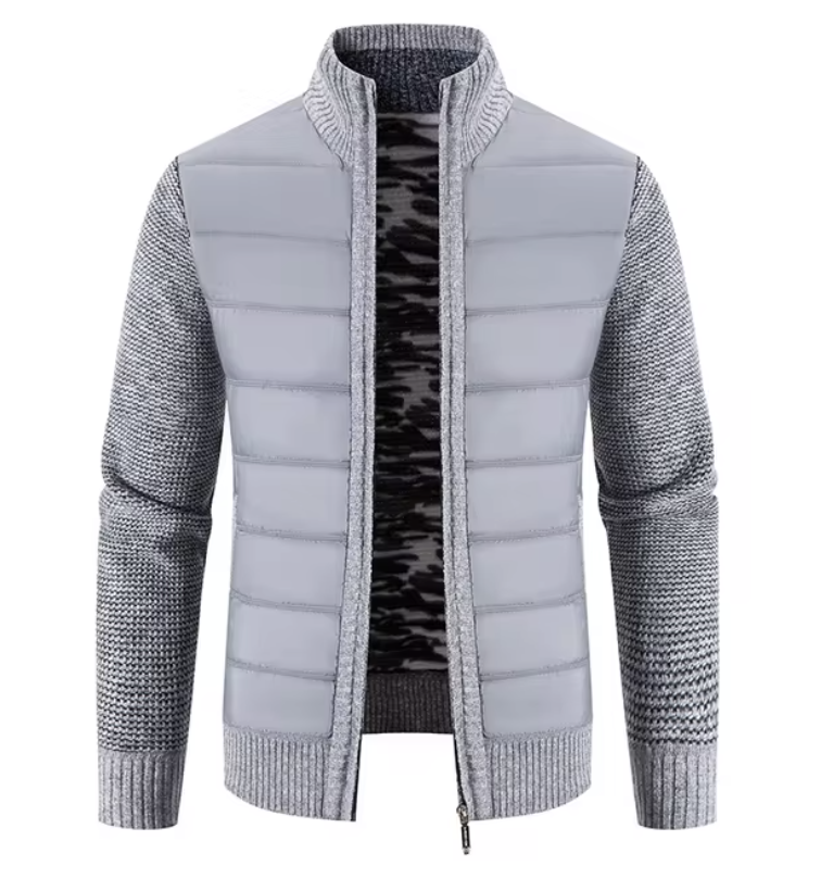 Levoire | Gilet à manches longues avec col montant en tricot Gris clair