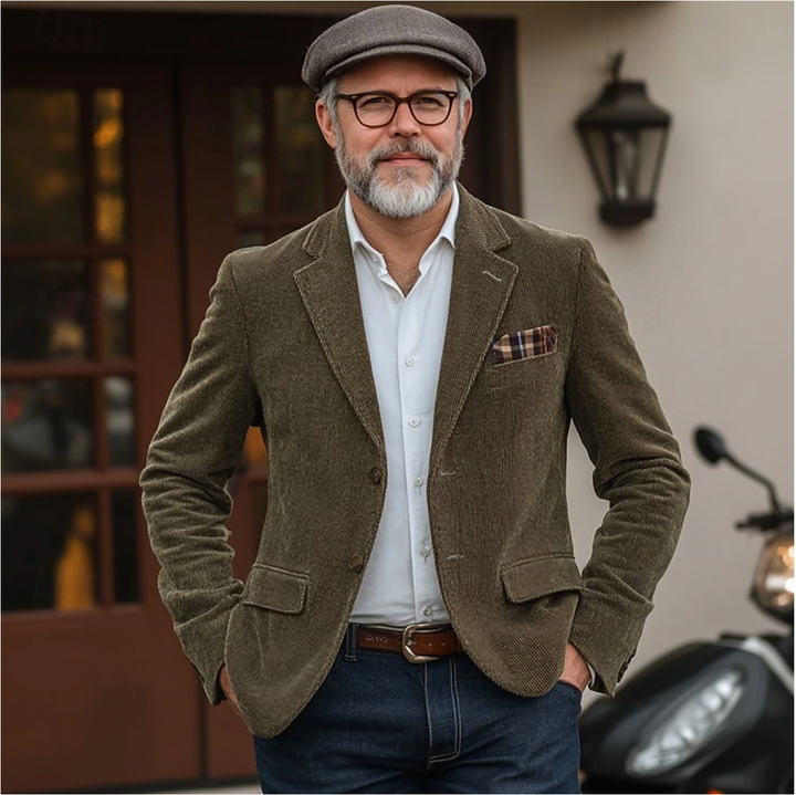 Levoire | Blazer En Velours Côtelé Avec Boutons Pour Hommes Vert