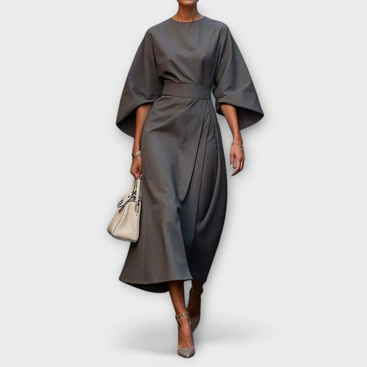 Levoire | Robe Élégante Avec Manches Gris