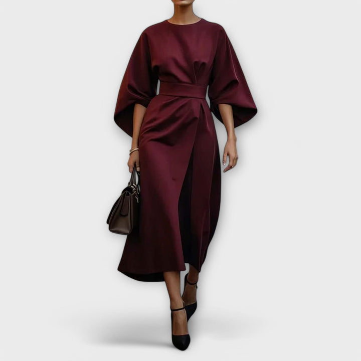 Levoire | Robe Élégante Avec Manches Bordeaux
