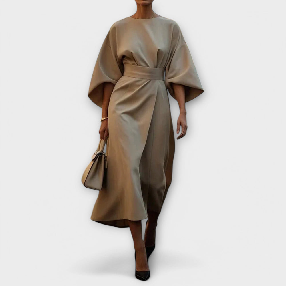 Levoire | Robe Élégante Avec Manches Beige