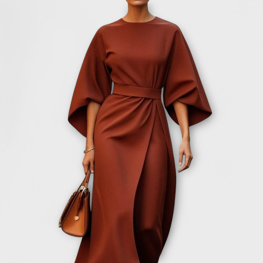 Levoire | Robe Élégante Avec Manches Marron