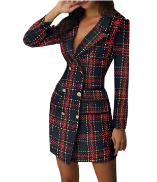 Levoire | Robe Blazer À Carreaux Avec Ceinture