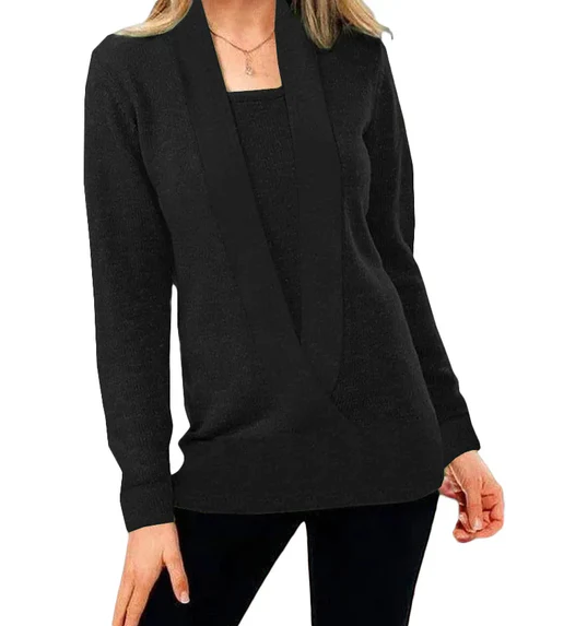 Levoire | Pull En Tricot Unique Avec Décolleté En V Noir