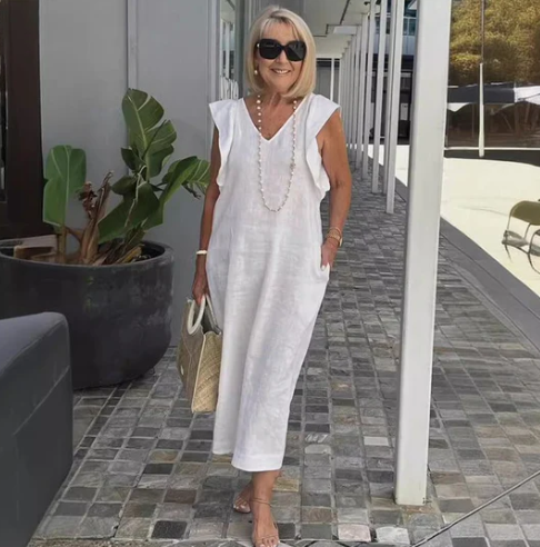 Levoire | Robe En Coton Et Lin Blanc