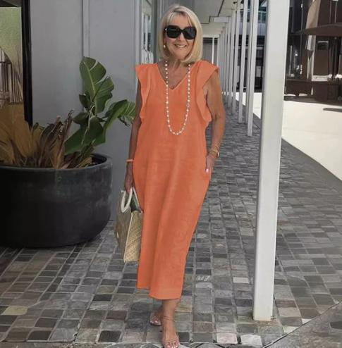 Levoire | Robe En Coton Et Lin Orange