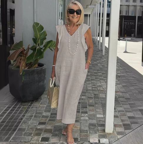 Levoire | Robe En Coton Et Lin Abricot