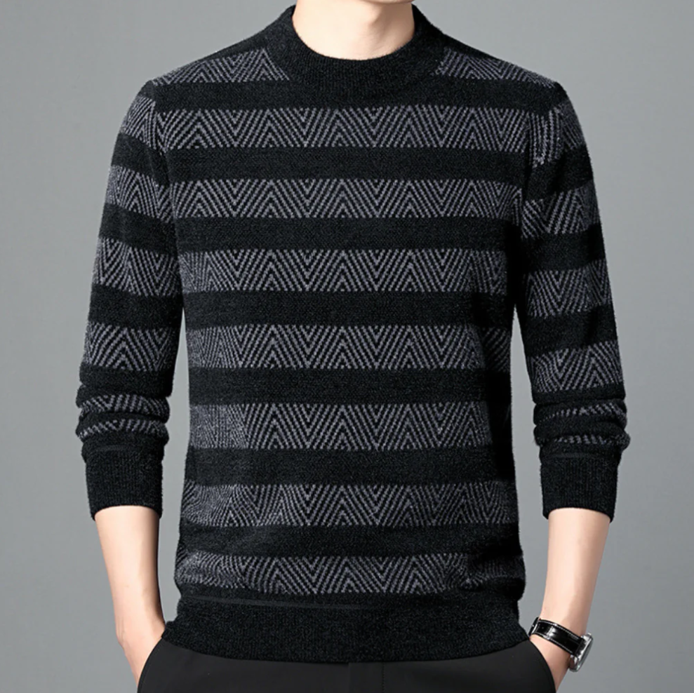 Levoire | Pull Homme Moderne En Tricot Avec Motif Noir