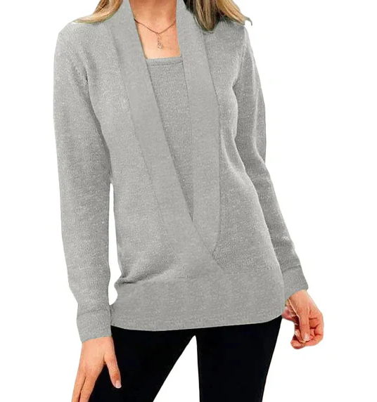 Levoire | Pull En Tricot Unique Avec Décolleté En V Gris
