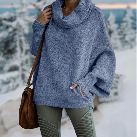 Levoire | Pull À Col Roulé Élégant Avec Col Bleu