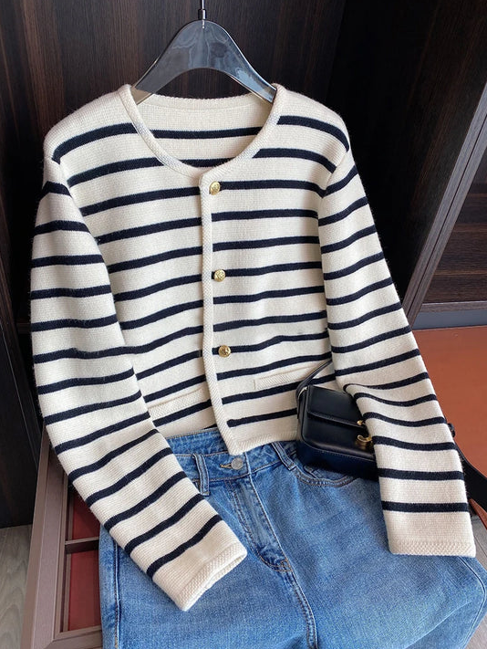 Levoire | Pull Avec Décolleté En V Et Rayures