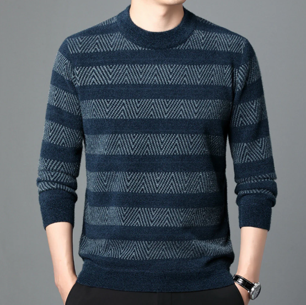 Levoire | Pull Homme Moderne En Tricot Avec Motif Bleu