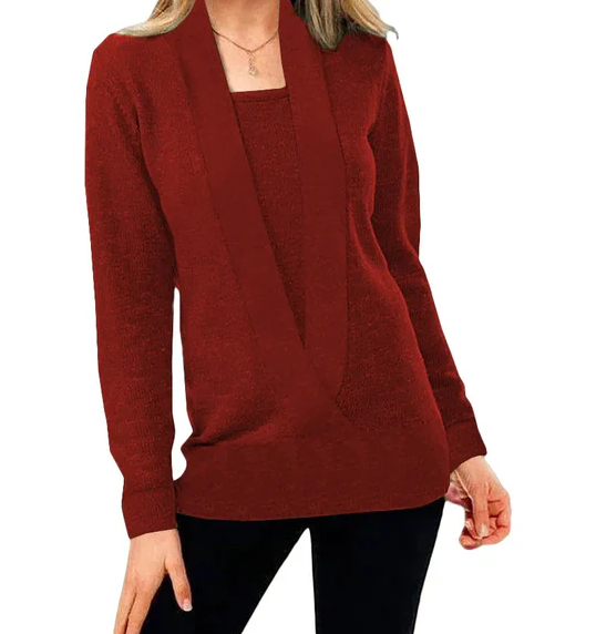 Levoire | Pull En Tricot Unique Avec Décolleté En V Vin rouge