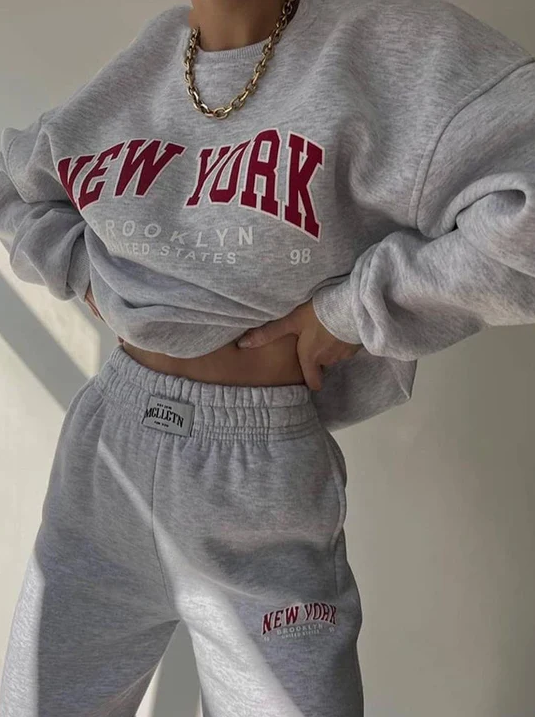 Levoire | Grande Taille Ensemble Deux Pièces New York Gris-Rouge
