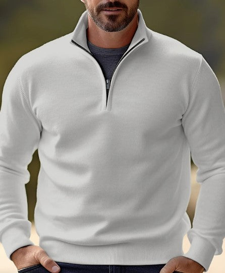 Levoire | Pull Confortable À Quart De Zip Pour Hommes Blanc