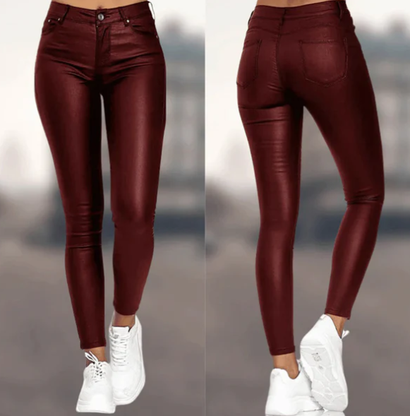 Levoire | Pantalons En Simili Cuir Taille Haute Bordeaux