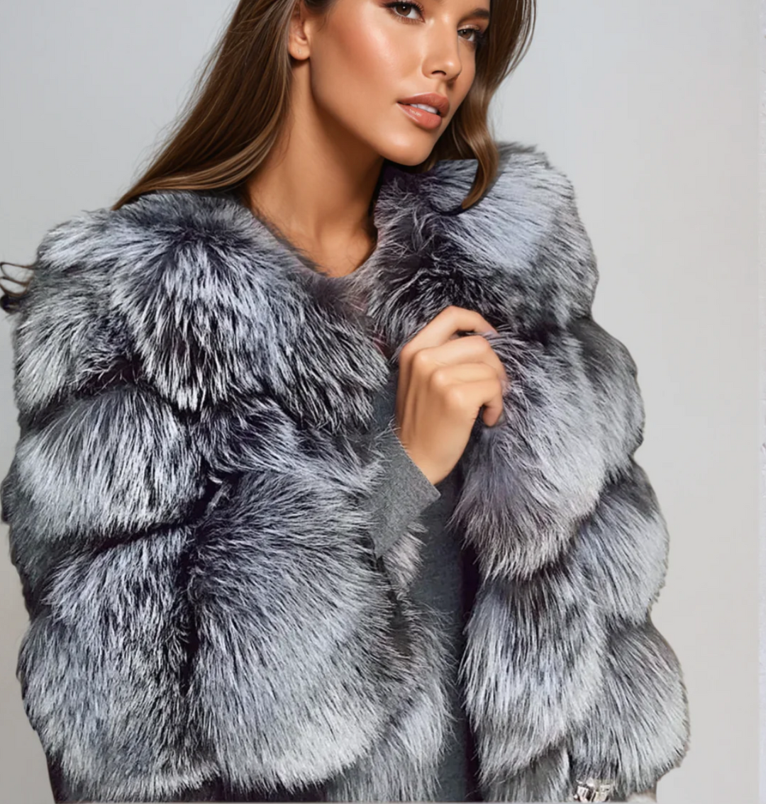 Levoire | Manteau En Fausse Fourrure Élégant Gris foncé