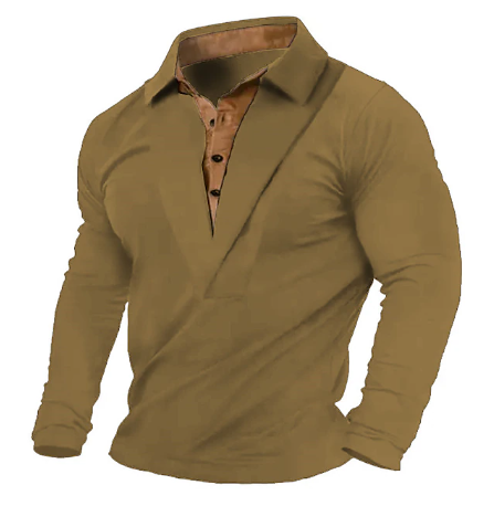 Levoire | Chemise à manches longues slim fit à boutons Kaki