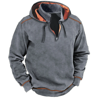 Levoire | Sweat à capuche à cordon à demi-zip à manches longues Gris